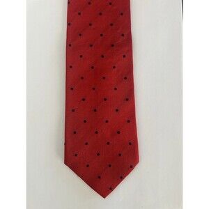 VTG Brooks Brothers Makers Silk Polka Dot Tie Red Blue 57 x 3 5/8 Woven England